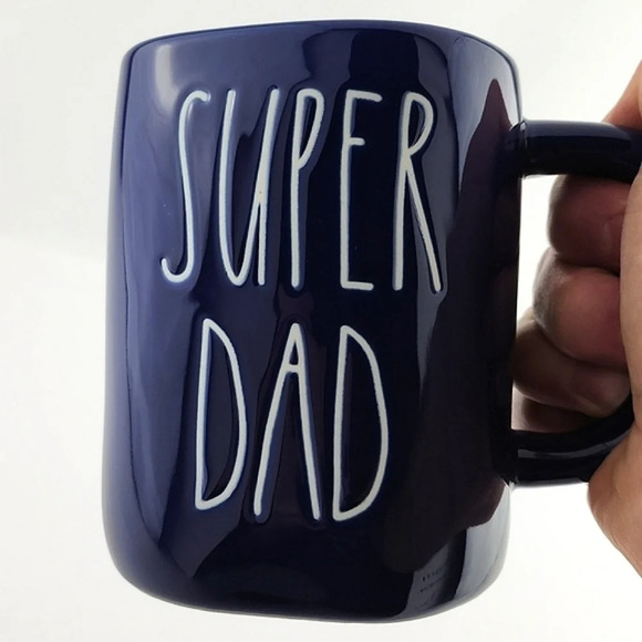 ⭐️2/ $50⭐️ Rae Dunn Artisan Coffee Mug Glossy  Blue Large Letters SUPER DAD - Picture 6 of 10